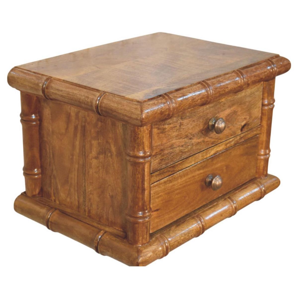 NACHTKASTEN mit Amber Oak Finish, 2 Schubladen - Beige, Holz (44/8.5/32cm) - Artisan Furniture