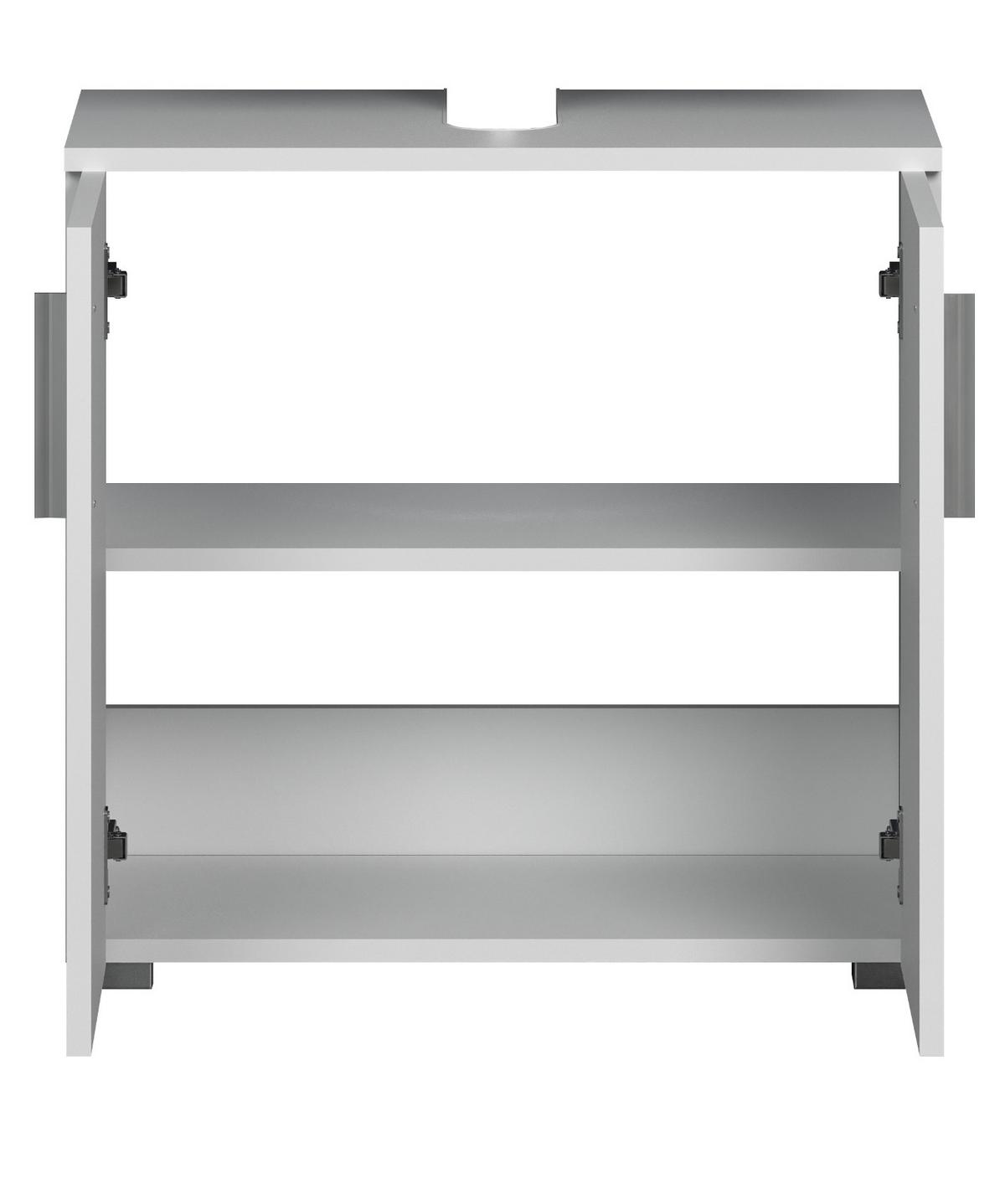 WASCHBECKENUNTERSCHRANK weiß Hochglanz, Badschrank 60 x 58 cm - Weiß Hochglanz/Silberfarben, Holzwerkstoff/Kunststoff (60/58/34cm) - Top.Furn