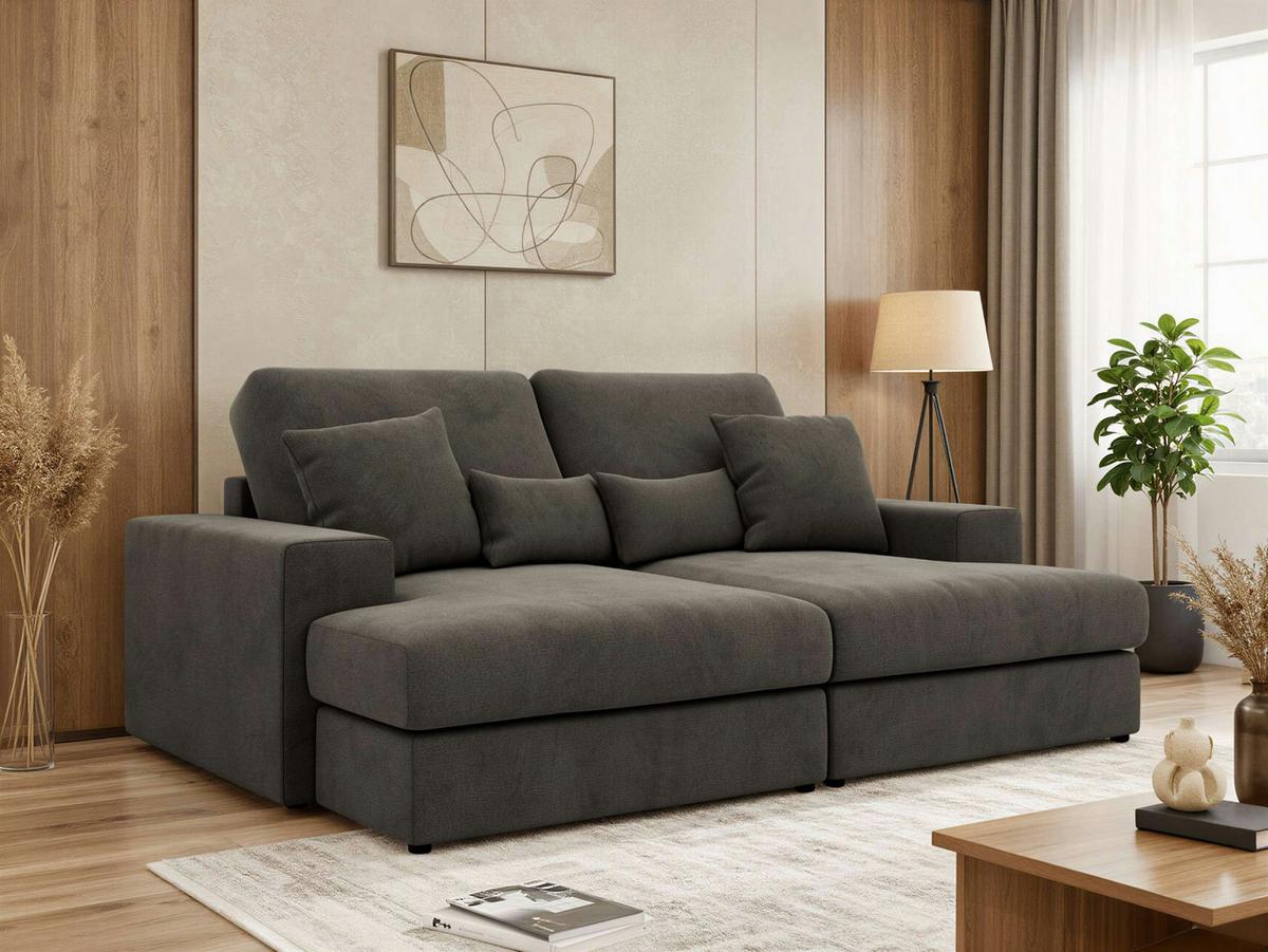 4-SITZER SOFA ANERA - Dunkelgrau Velvet - Dunkelgrau/Schwarz, Kunststoff/Textil (248/107/163cm) - MKS