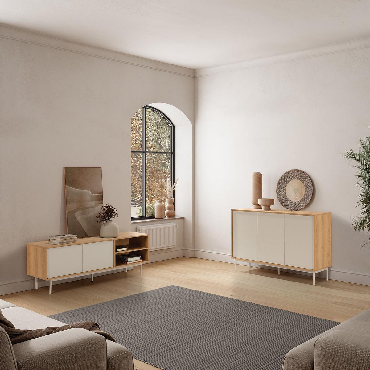 SIDEBOARD Cuzco 3 türen Eichenfarbe/grau - Grau, Holzwerkstoff (120/80/40cm)