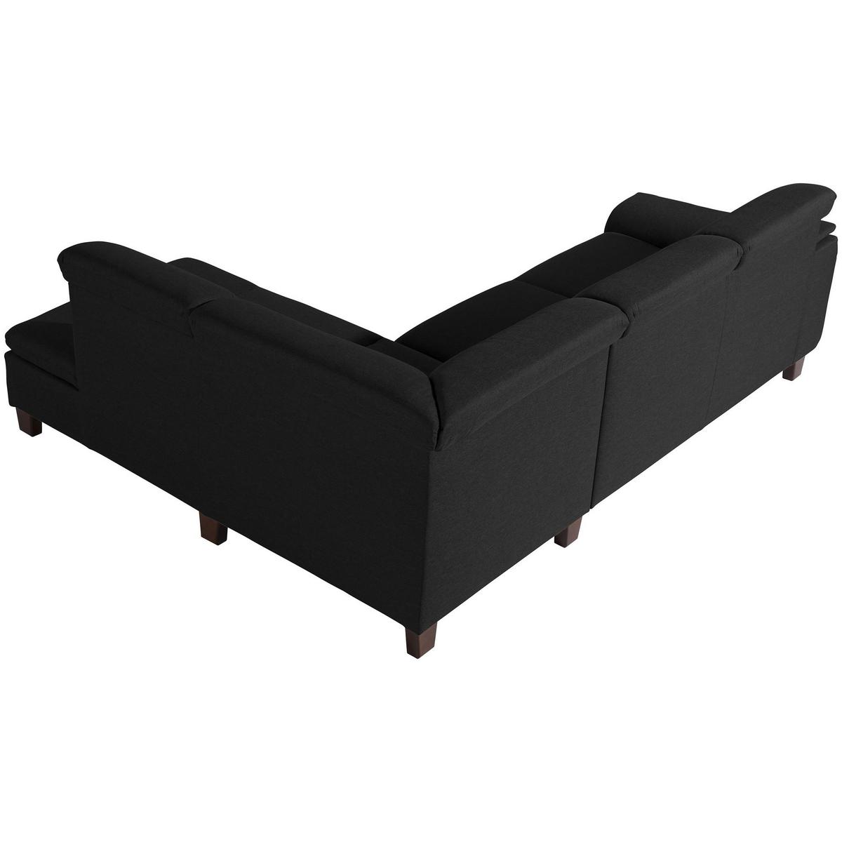 ECKSOFA mit Ottomane rechts Kaylil Flachgewebe schwarz - Schwarz, Kunststoff (187/247cm) - 58aufmkessel