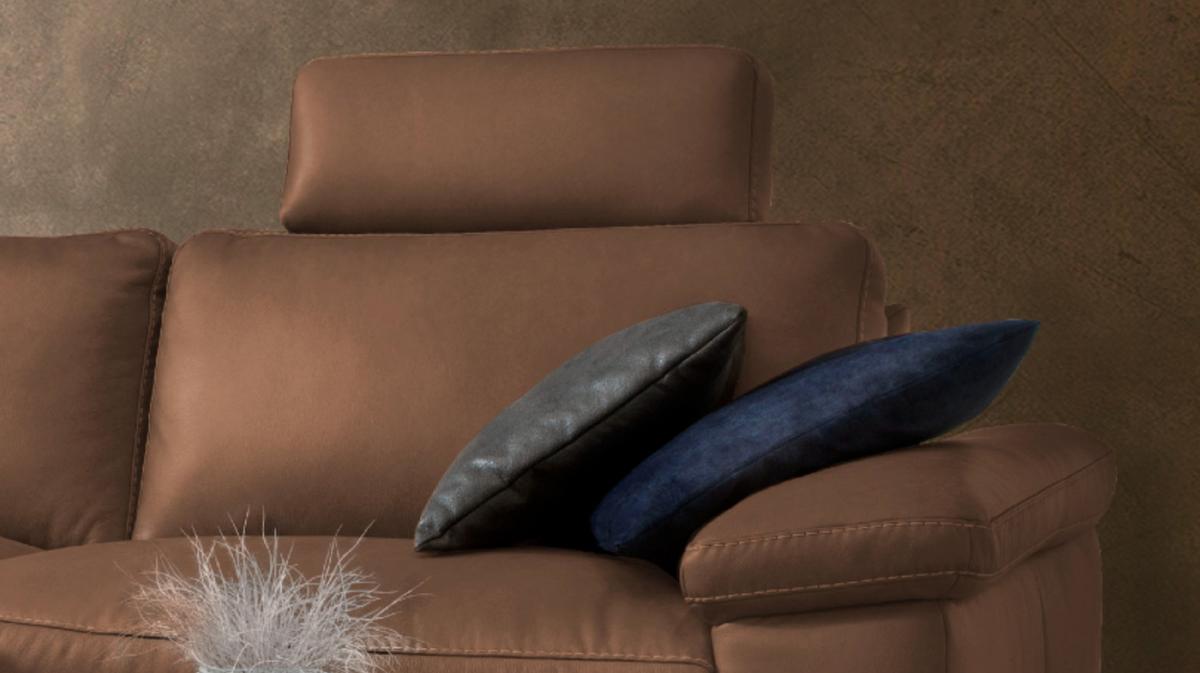 ECKSOFA MOTORISCHER RELAXFUNKTION LOLA Braun Leder Relaxfunktion - Schwarz/Braun, Leder (233/178cm) - KAWOLA