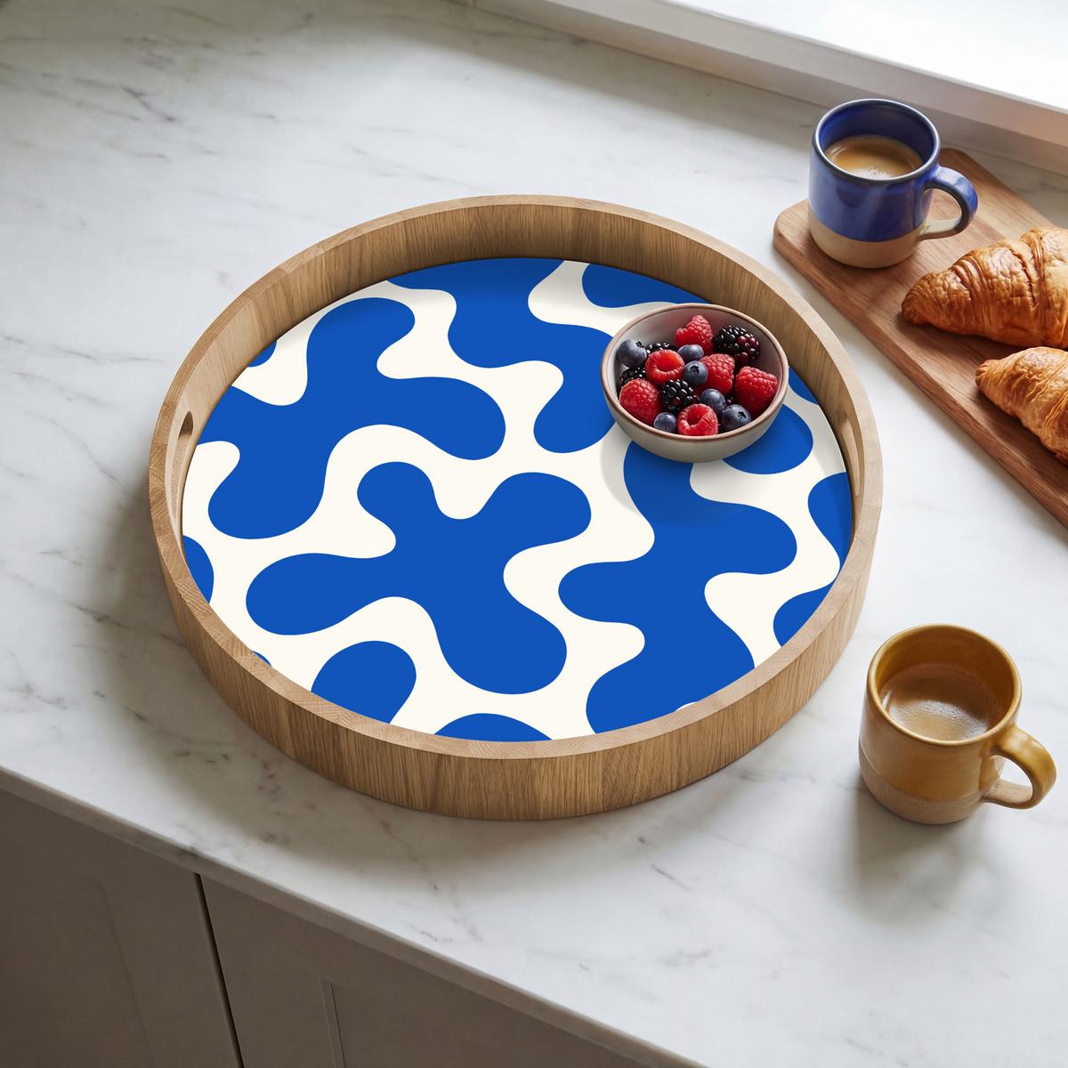 TABLETT Formen - Abstrakt - Blau - Wellen 40x40 cm - Blau, Holz (40/5/5cm) - OnlyWow