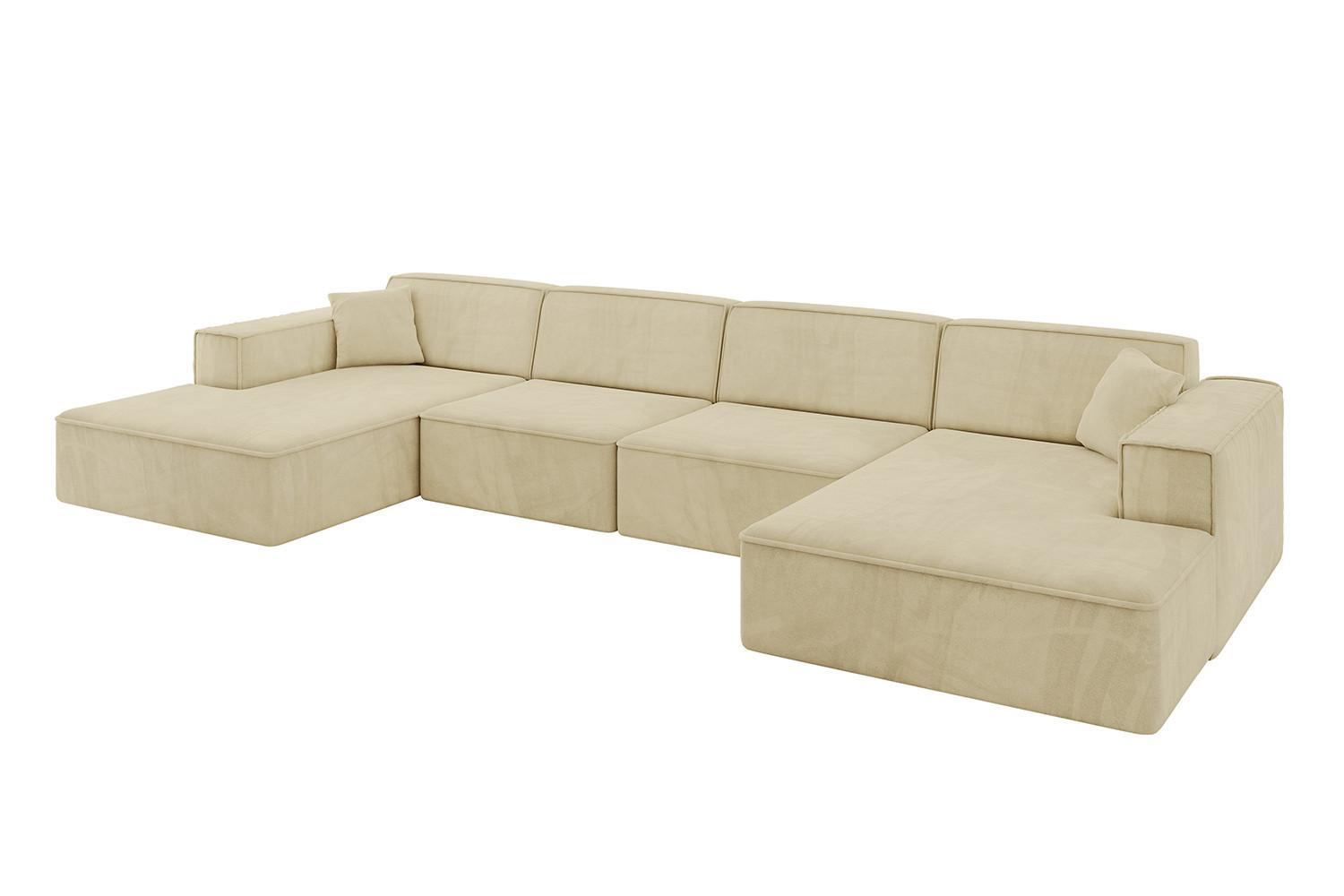 WOHNLANDSCHAFT IREA-U2-v4 - 386x165x77 cm Beige - Taupe, Holzwerkstoff/Textil (386/77/165cm) - ALTDECOR