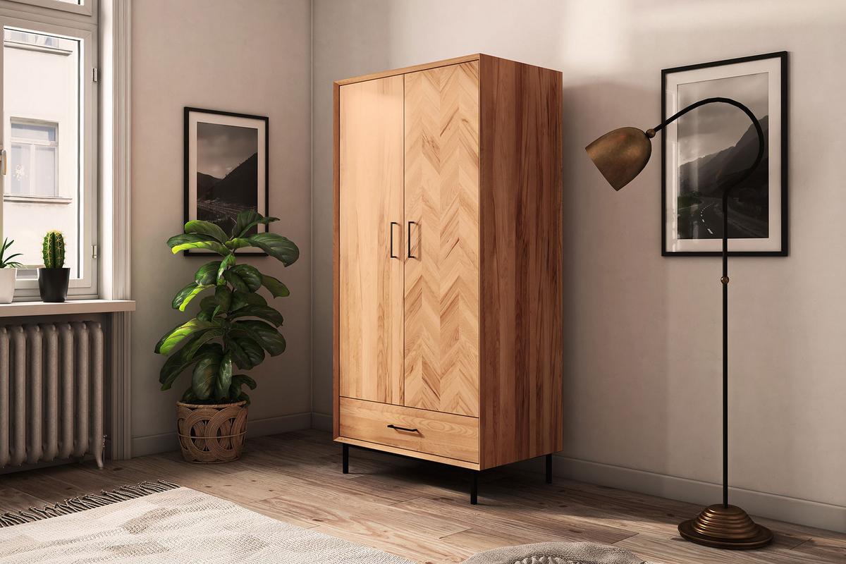 KLEIDERSCHRANK 2 TÜREN LEON Kernbuche - Kernbuche, Holz (97/196/45cm) - byoak