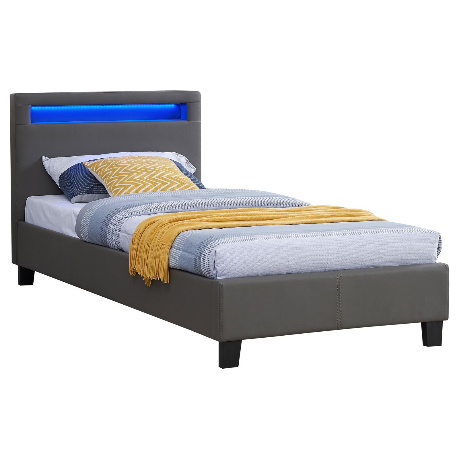 POLSTERBETT MIT LED MANDALAY 90x200 cm grau - Grau, Textil (90/200cm) - CARO-Möbel