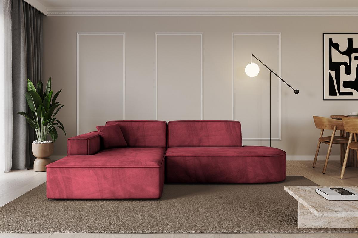 ECKSOFA Ottomane Links IREA-L1-v4 - 232x165x77 cm Bordeauxrot - Bordeaux, Holzwerkstoff/Textil (232/165cm) - ALTDECOR