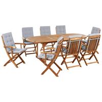 GARTENMÖBEL-SET 8-Sitzer Hellgrau Akazienholz Maui Premium - Hellgrau, Holz - Beliani