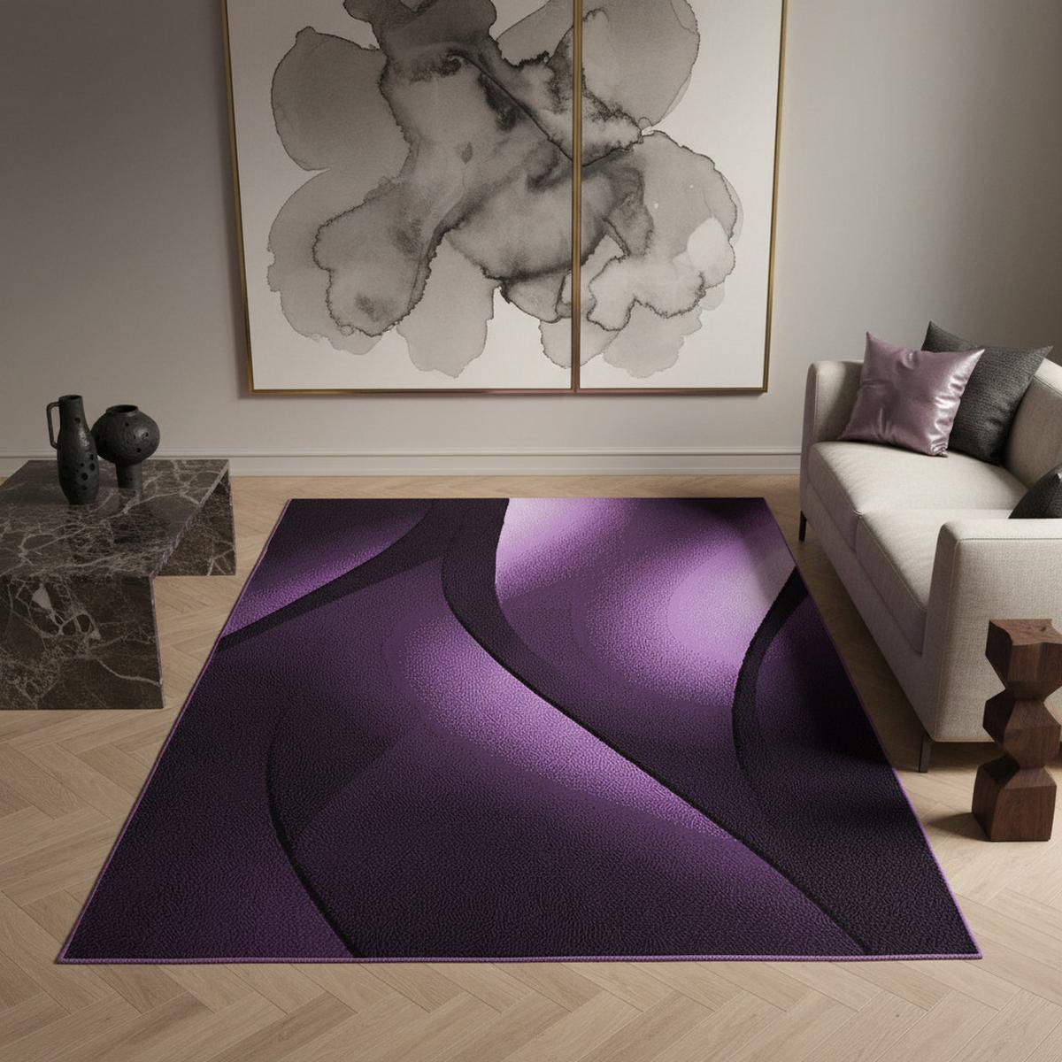 TEPPICH Kurzflor INN in Violett, mit Farbverlauf, 280 x 370 cm - Lila, Textil (370/280cm) - KADIMA DESIGN