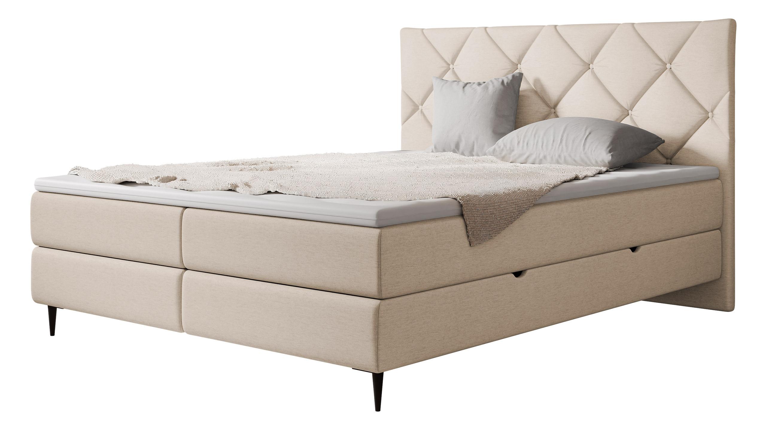 BOXBETT Letra - H3 - Schwarz/Naturfarben, Holz/Textil (160/200cm) - MIRJAN24