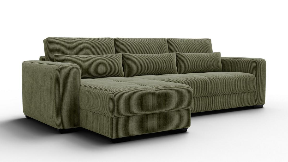 ECKSOFA OLI 4-Sitzer links, olivgrün - Olivgrün, Holz/Textil (295/172cm) - Wozimo