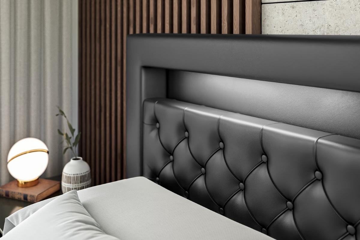 BOXBETT AURORA - 120x200 - H3 - Schwarz Hochglanz - Schwarz Hochglanz, Holzwerkstoff (120/200cm) - ALTDECOR