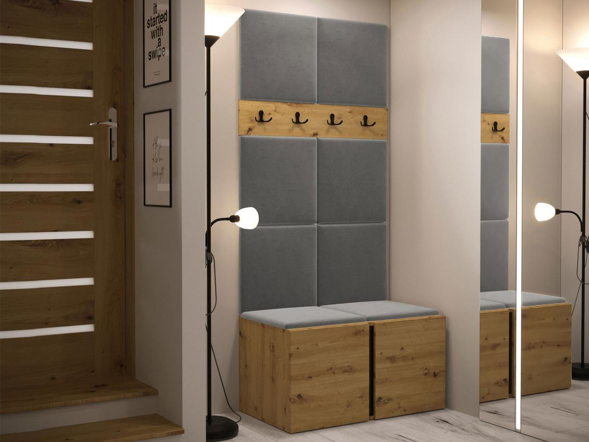 GARDEROBEN-SET Orion IV - Eiche Artisan/Grau, Holzwerkstoff/Kunststoff (84/186/46cm) - MIRJAN24
