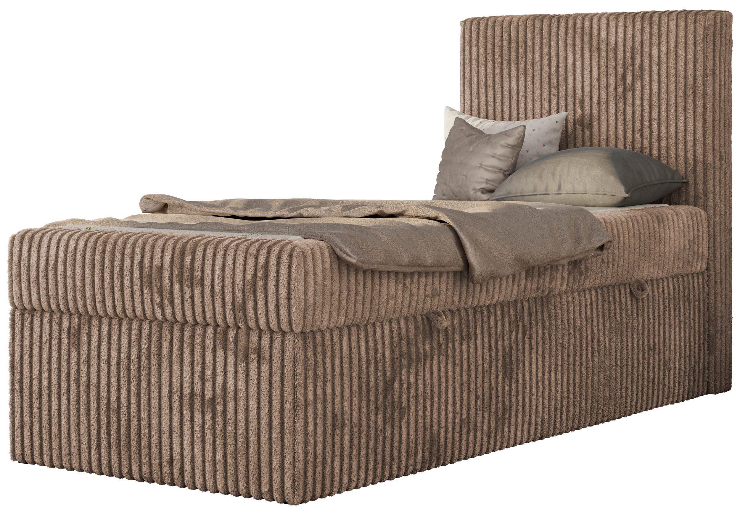 JUGENDBETT TILIO 90/200 - Braun - H4 - Rechts Seite - Braun, Textil (200/90cm) - MKS