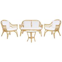 LOUNGE-SET 4-sitzer Rattan Beige Sibari - Beige, Naturmaterialien - Beliani