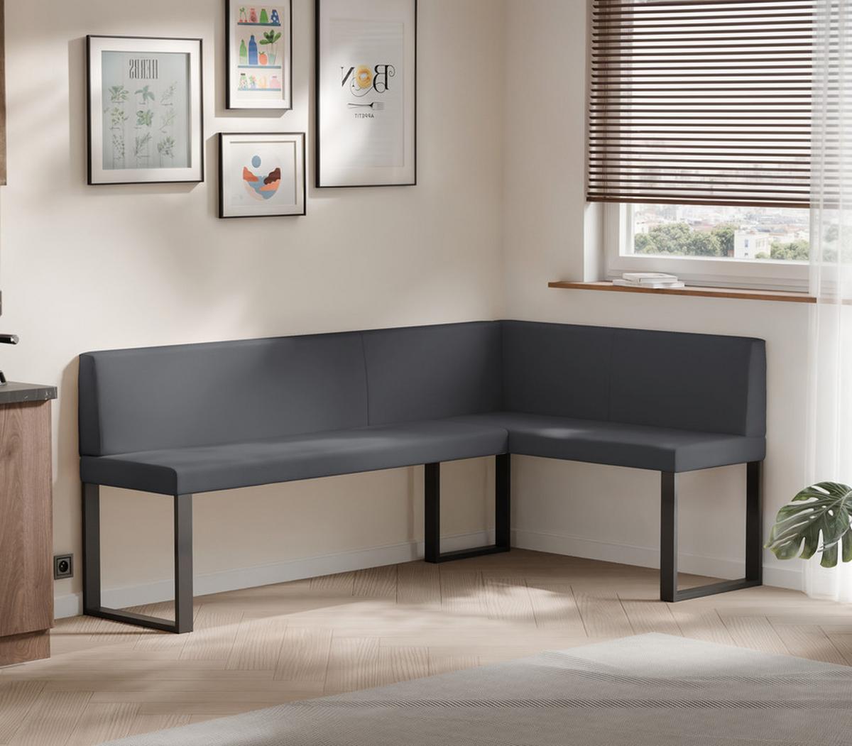 ECKBANK rechts SANA U Kunstleder glatt, 168/128 cm Grau - Grau, Kunststoff/Textil (128/168cm) - Idohome