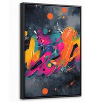 LEINWAND Bilder mit Rahmen - Abstrakt - Graffiti - Farbenfroh - Farbspritzer - 20x30 - Multicolor, Textil (20/30cm) - MuchoWow