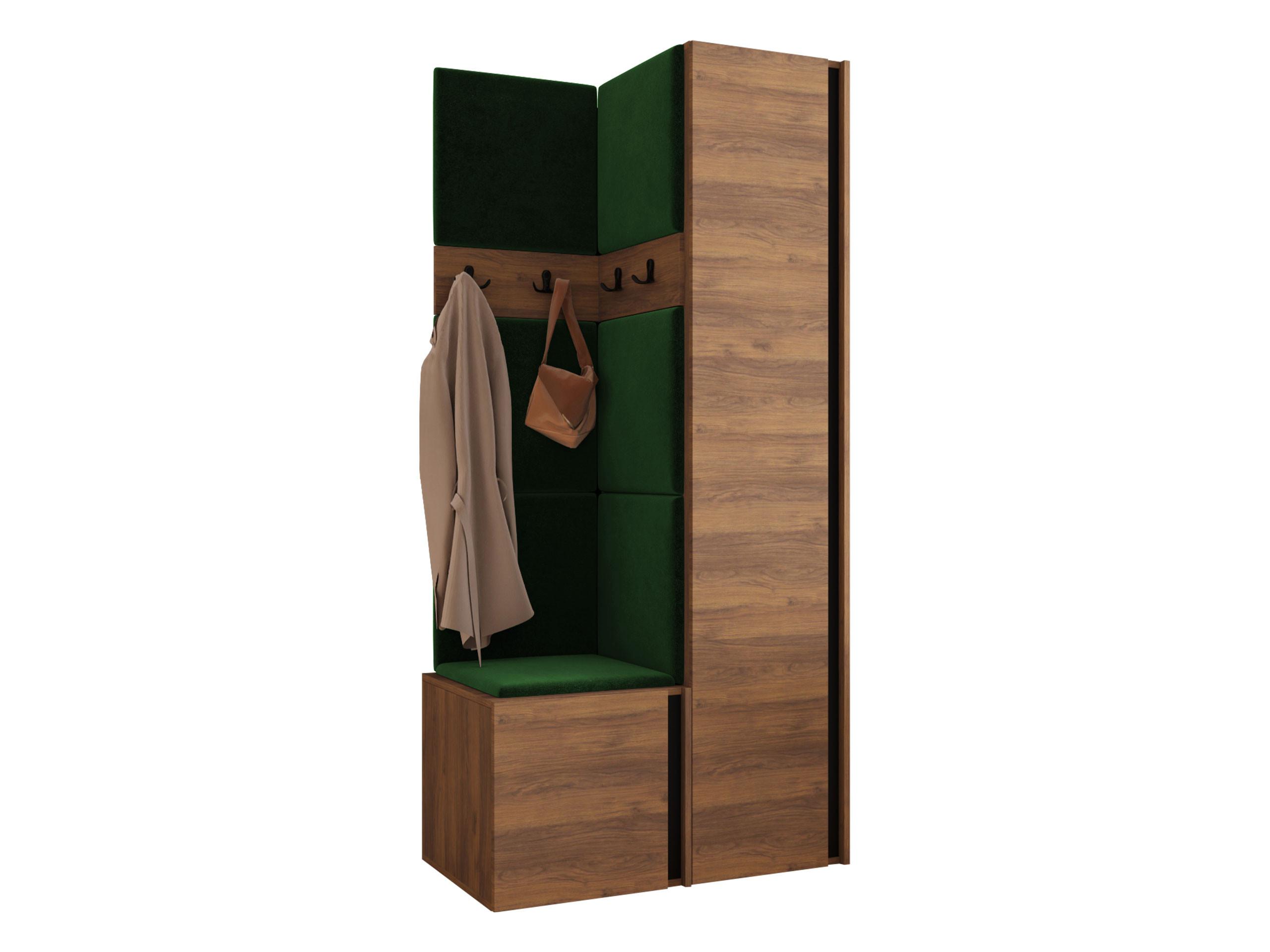 GARDEROBEN-SET Orion XXIV - Nussbaumfarben/Grün, Holzwerkstoff/Kunststoff (82/186/46cm) - MIRJAN24