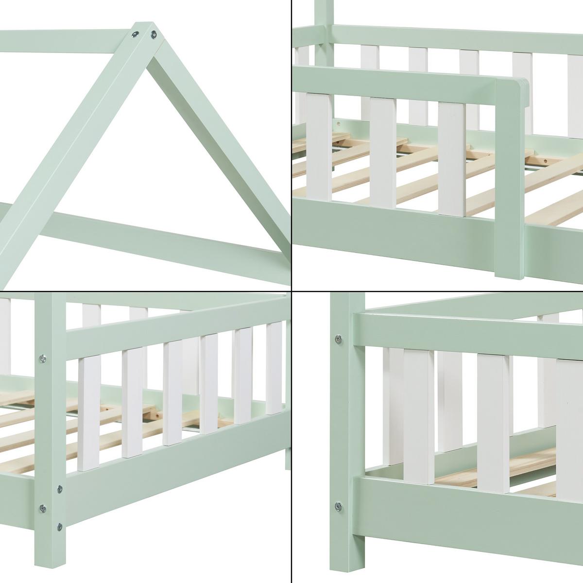 HAUSBETT Hesel - Mintgrün, Holz (90/200cm) - [en.casa]