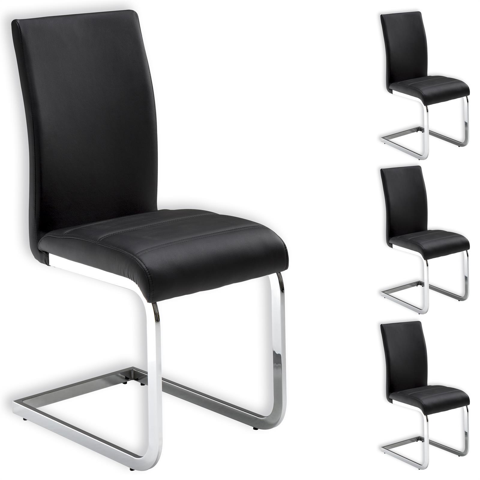 SCHWINGSTUHL LETICIA 4er-Set schwarz - Schwarz, Textil/Metall (44/97/59cm) - IDIMEX