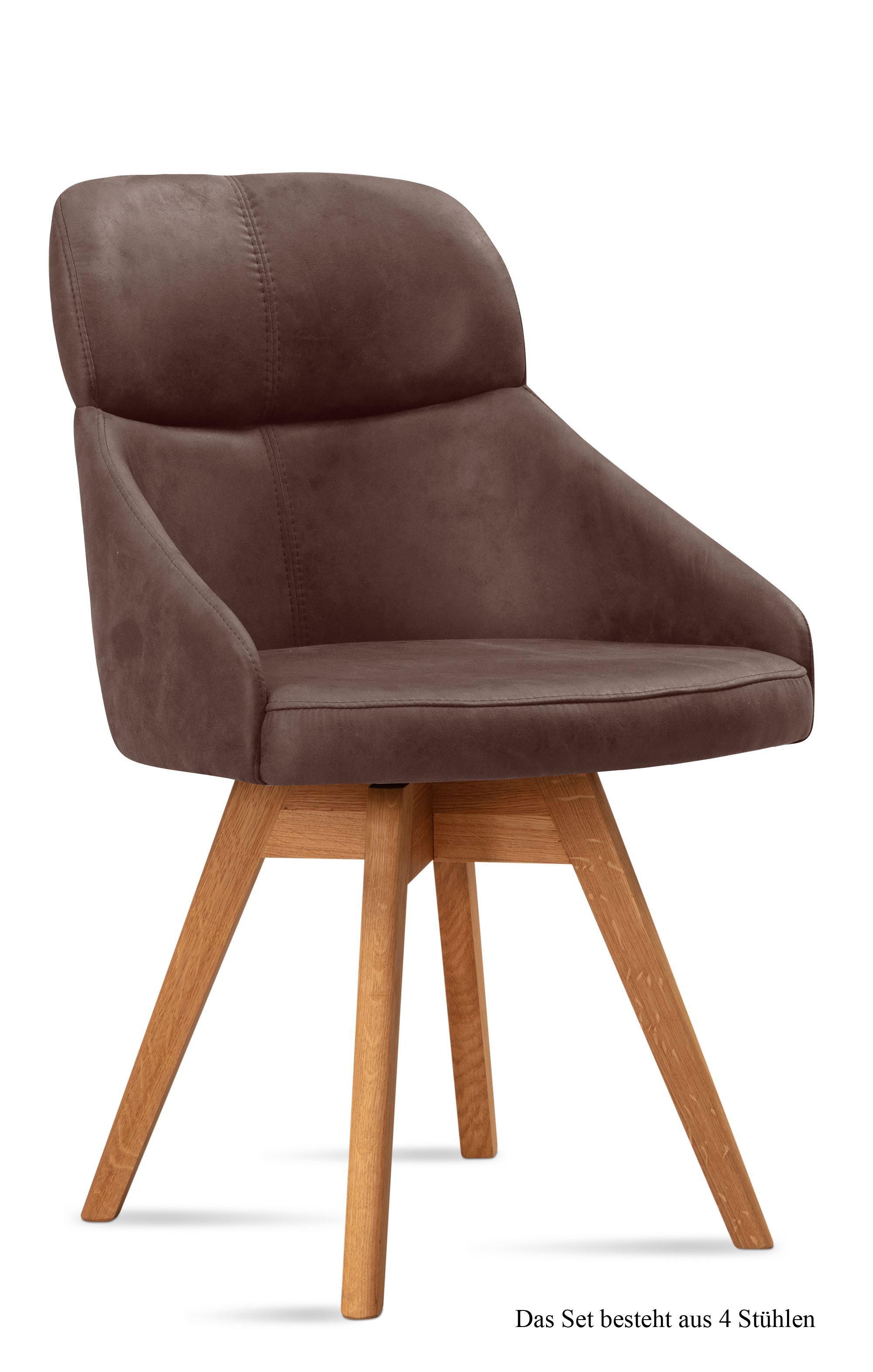 ESSZIMMERSTUHL drehbar (4er-Set) Drala 52x82x63 Eiche geölt/Braun - Eichefarben/Braun, Kunststoff (63/82/52cm) - 58aufmkessel