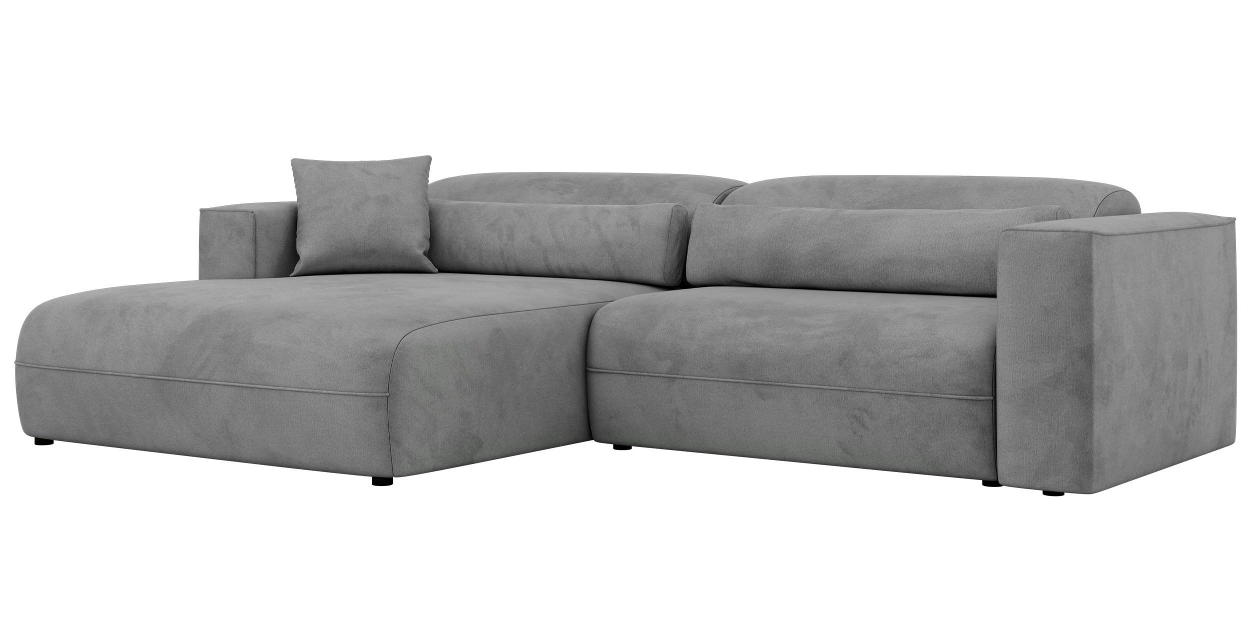 ECKSOFA PAZURRO L - Hellgrau Velvet - Links Seite - Hellgrau/Schwarz, Kunststoff/Textil (288/180cm) - MKS