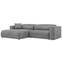 ECKSOFA PAZURRO L - Hellgrau Velvet - Links Seite - Hellgrau/Schwarz, Kunststoff/Textil (288/180cm) - MKS