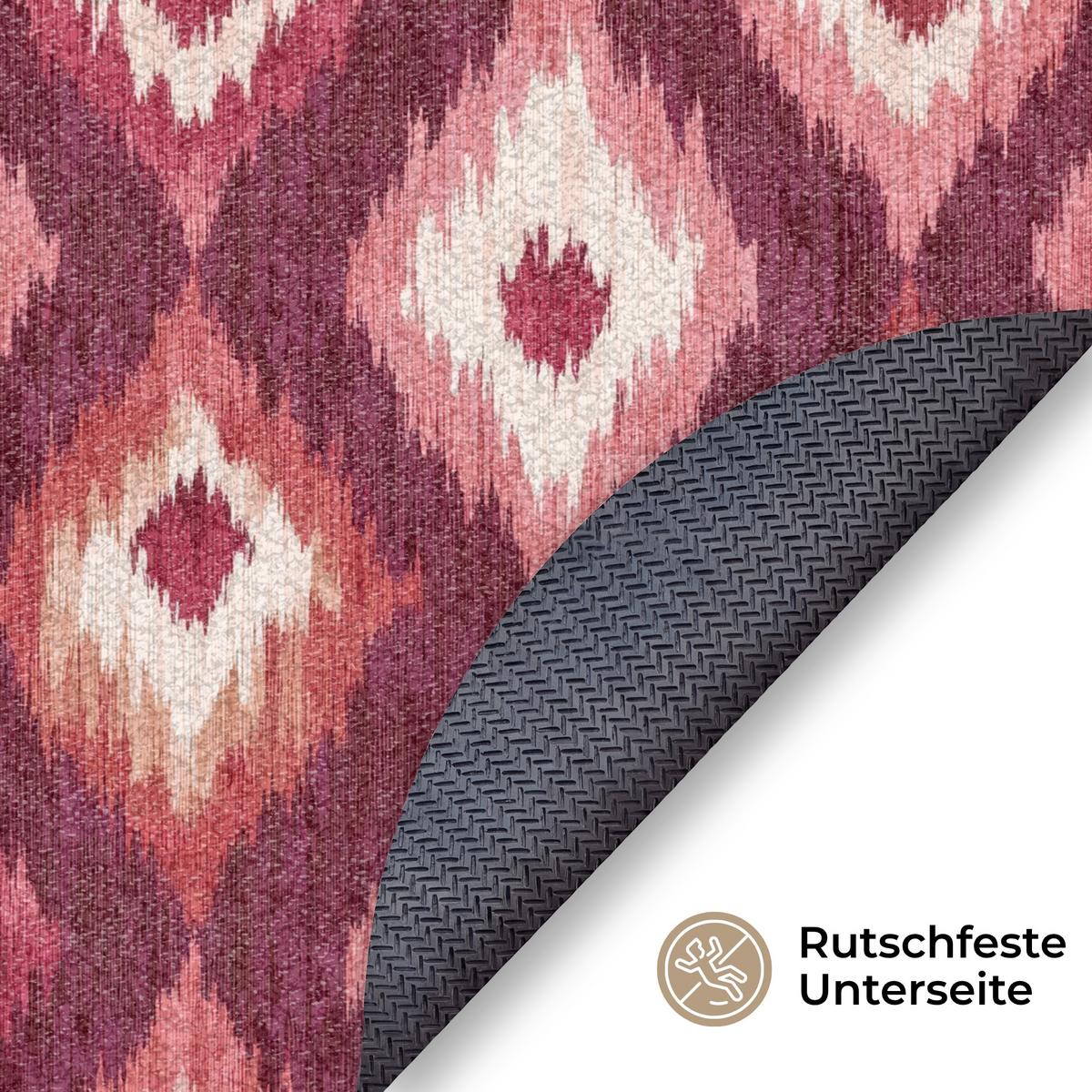 FUSSMATTE Diamantformen - Rosa - Muster - Textur Flurteppich 120x120 cm - Beere, Kunststoff (120/0.4cm) - MuchoWow
