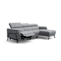 ECKSOFA RODEN 4-Sitzer mit Relax, hellgrau, Veloursstoff - Hellgrau, Holz/Textil (268/92cm) - Wozimo