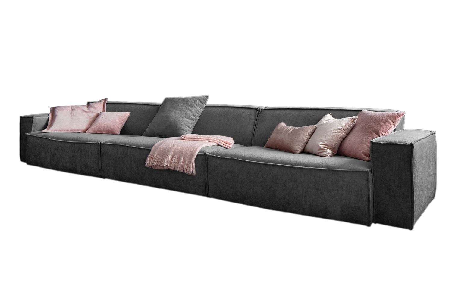 RIESENSOFA SAMU Grau Webstoff - Dunkelgrau/Schwarz, Textil (418/72/106cm) - KAWOLA