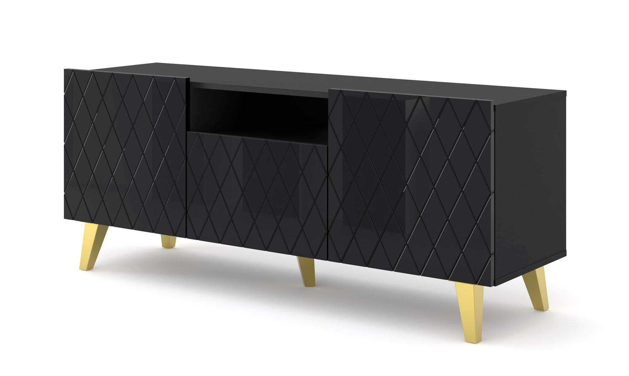 TV LOWBOARD Schwarz 145/62/42 - Schwarz, Holzwerkstoff (145/62/42cm) - RAUMHIRSCH FURNITURE