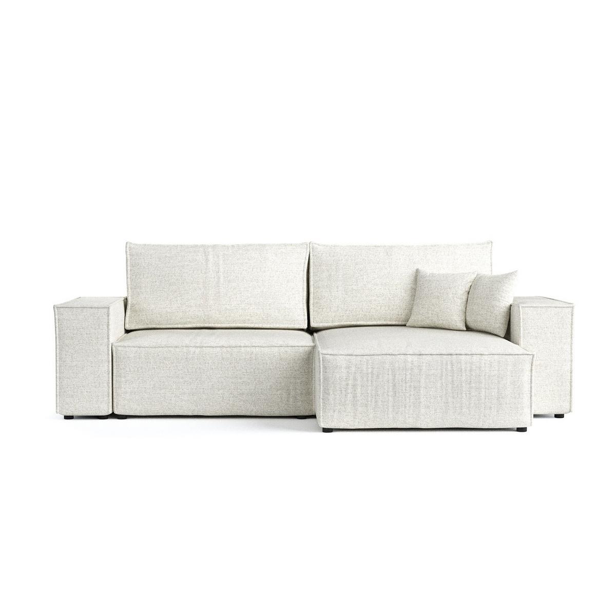 ECKSOFA CAVO mit Schlaffunktion Hellbeige im City Stoff - Beige/Schwarz, Holz/Holzwerkstoff (255/148cm) - AltaBeds