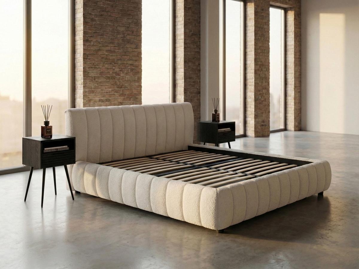 POLSTERBETT ALIOTTA Cremeweiß Bouclé - Creme, Textil (200/200cm) - KAWOLA