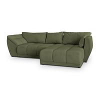 ECKSOFA ORENTI R-S Grün Velours-Stoff mit Schlaffunktion - Grün, Holz (287/182cm) - MASSENO