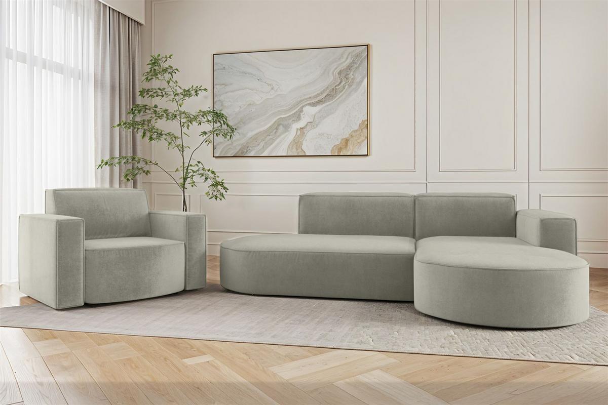 SESSEL Palma In Noel - Hellgrau, Holzwerkstoff/Textil (98/74/89cm) - Fun Möbel