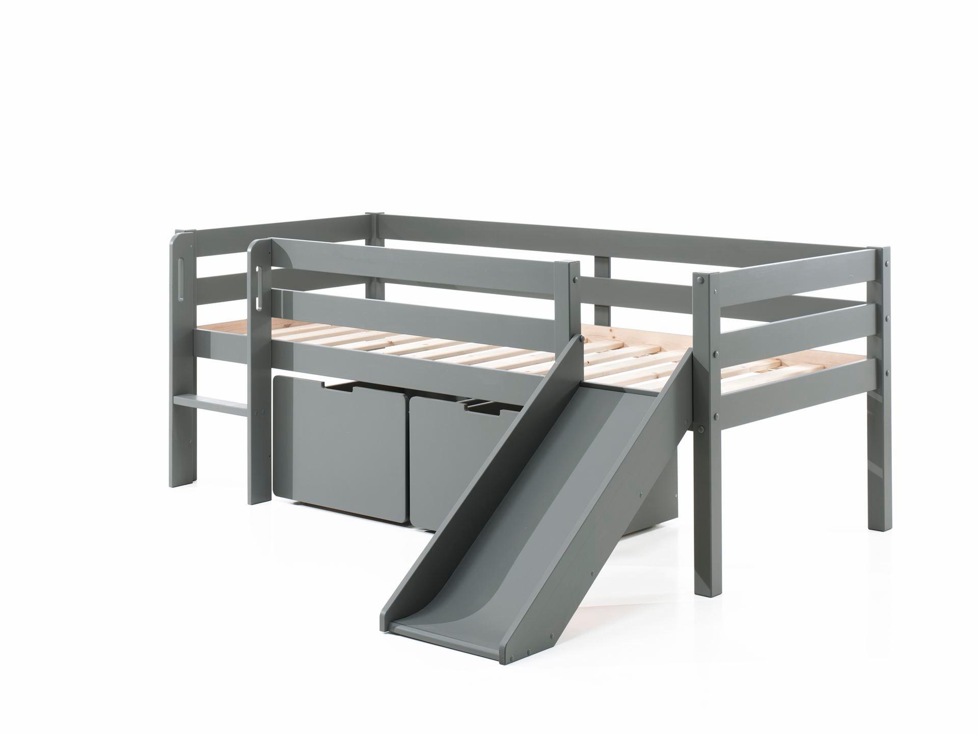 KOJENBETT mit Rutsche Karolina 208x83x175 aus Massivholz in Grau - Grau, Holz (90/200cm) - 58aufmkessel