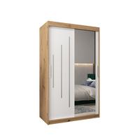 SCHWEBETÜRENSCHRANK 200/120/62 2-türig - Silberfarben/Weiß, Holz/Kunststoff (120/200/62cm) - Abiks Möbel