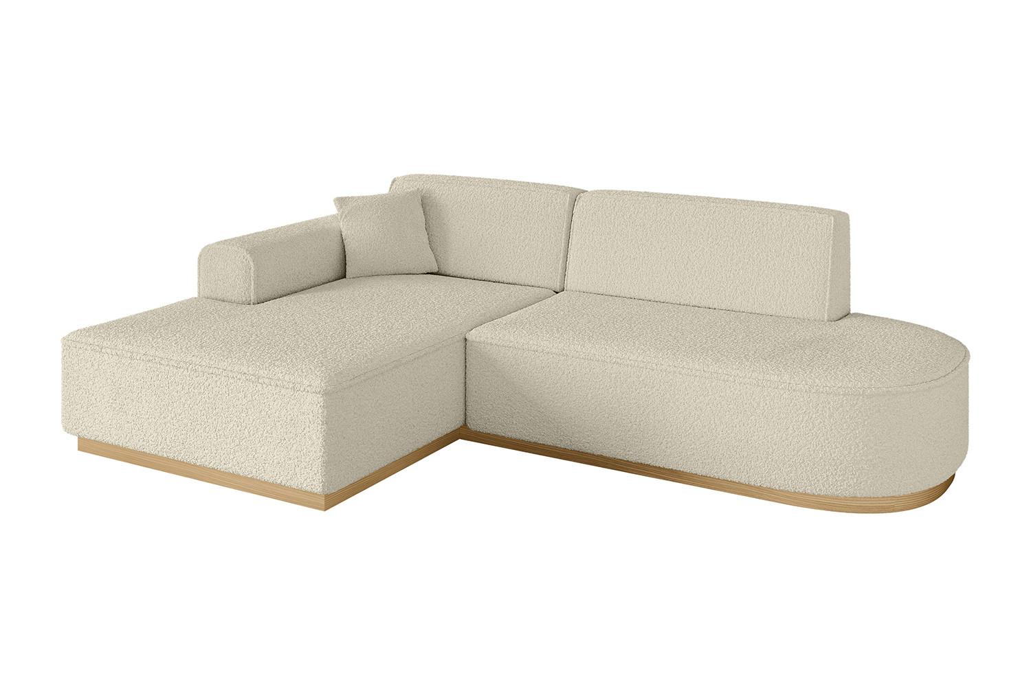 ECKSOFA Ottomane Links IREA-L1-v2 - 232x165x80 cm Beige - Hellbraun/Creme, Holzwerkstoff/Textil (232/165cm) - ALTDECOR