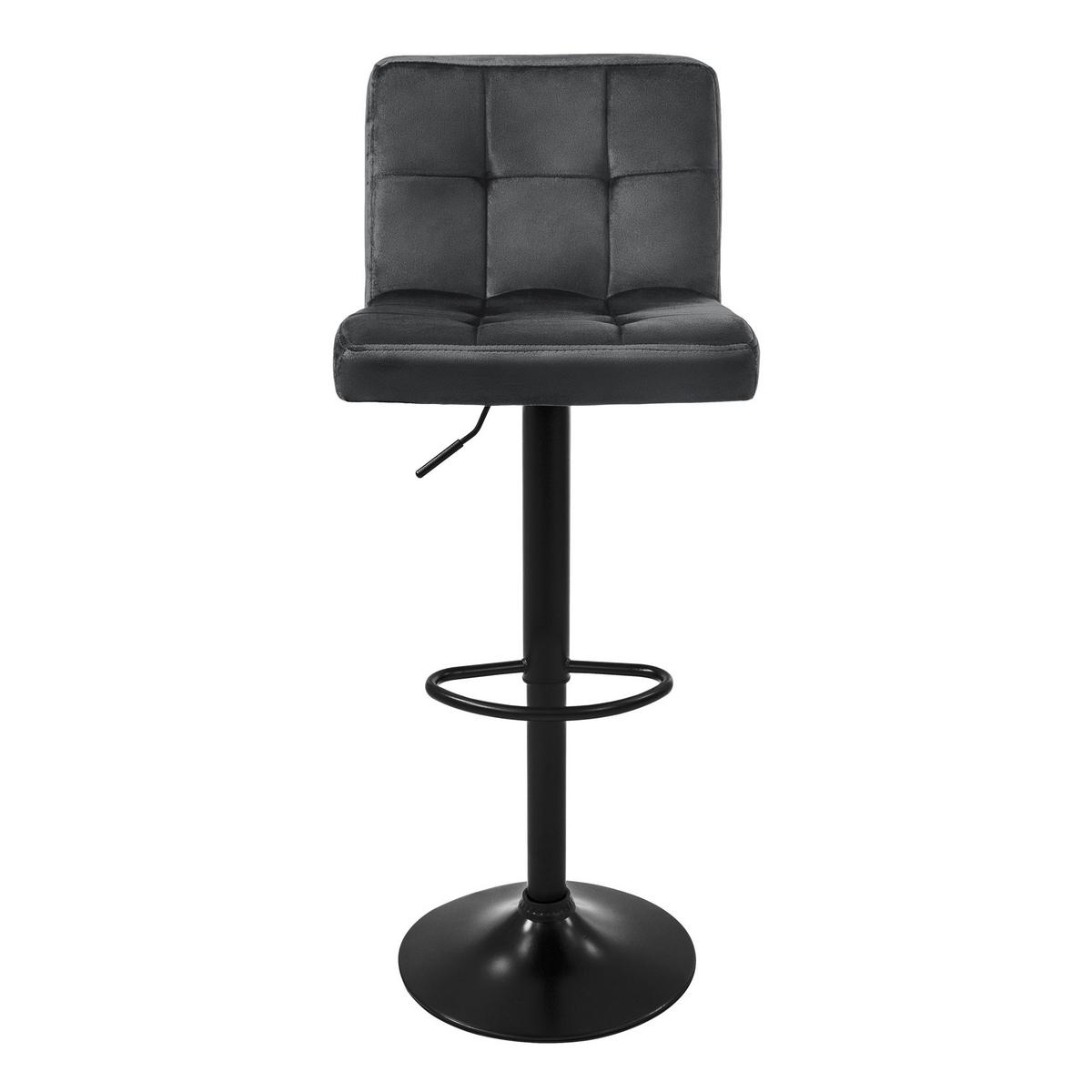 BARHOCKER 2er Set Grau aus Samt höhenverstellbar/drehbar - Schwarz/Grau, Textil/Metall (50/112/45cm) - ML-DESIGN