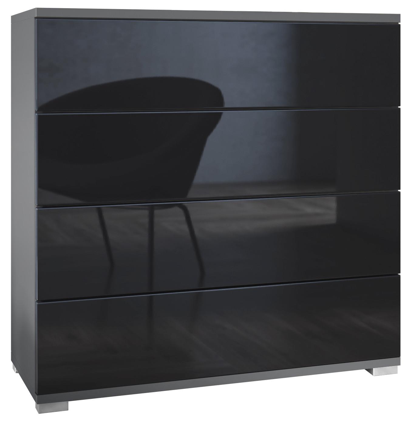 KOMMODE Pavos Schwarz Hochglanz - Schwarz Hochglanz, Holzwerkstoff (76/76/35cm) - Vladon