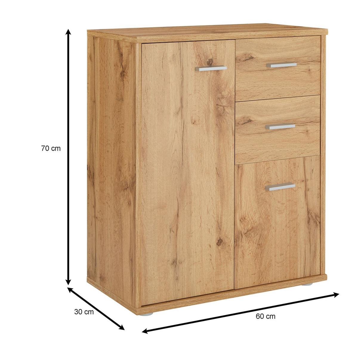 KOMMODE LOCARNO - Eiche Wotan, Holzwerkstoff (60/70/30cm) - CARO-Möbel