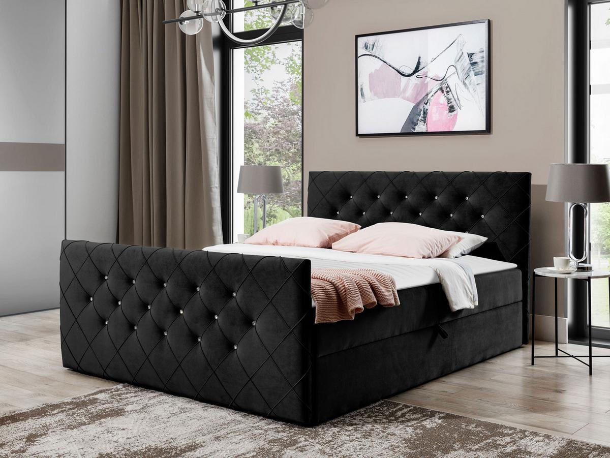 BOXBETT Malaga - H3 - Schwarz, Holz (160/200cm) - MIRJAN24