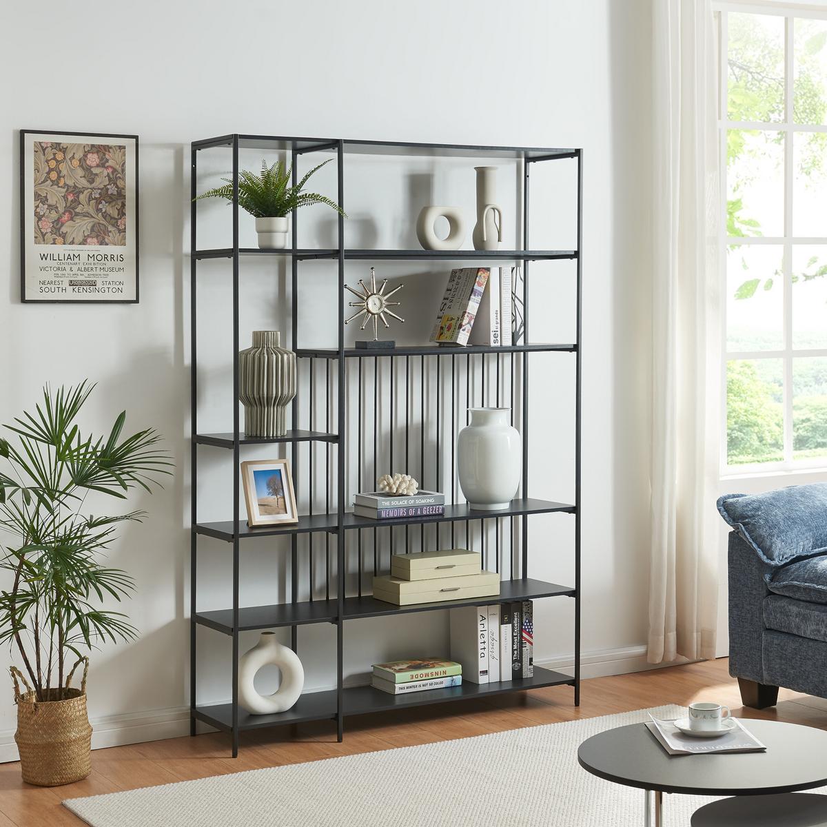 STANDREGAL Rælingen - Schwarz, Metall (120/180/32.5cm) - [en.casa]