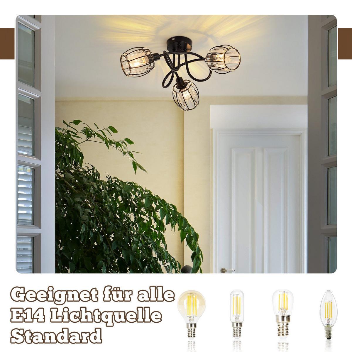 DECKENSTRAHLER Leonardo 3-flammig 40/20.5/20.5cm - Schwarz, Metall (40/20.5/20.5cm) - Nettlife