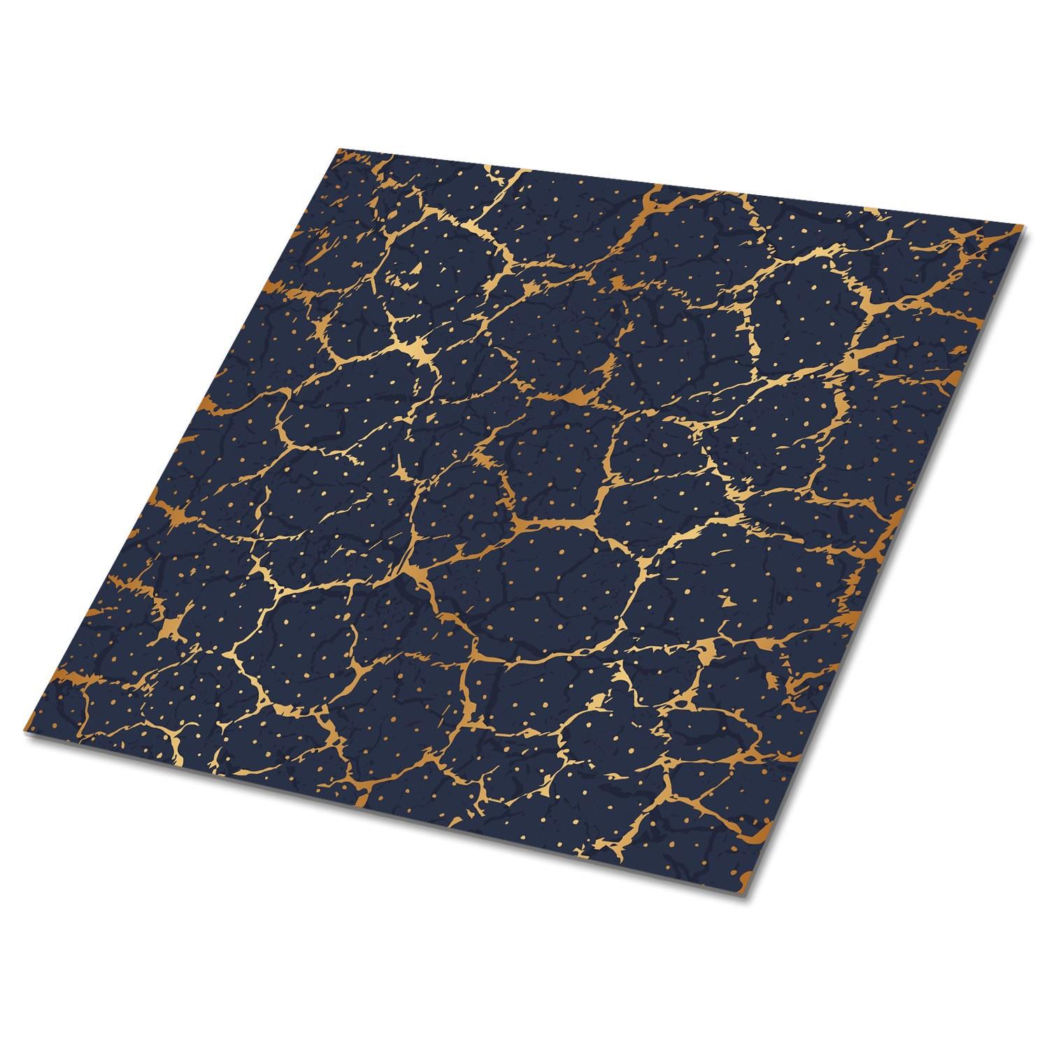 SELBSTKLEBENDE Wandfliesen 9 Stück 30x30 cm - Risse im Marmor - Blau, Textil (30/1.6/30cm) - TULUP