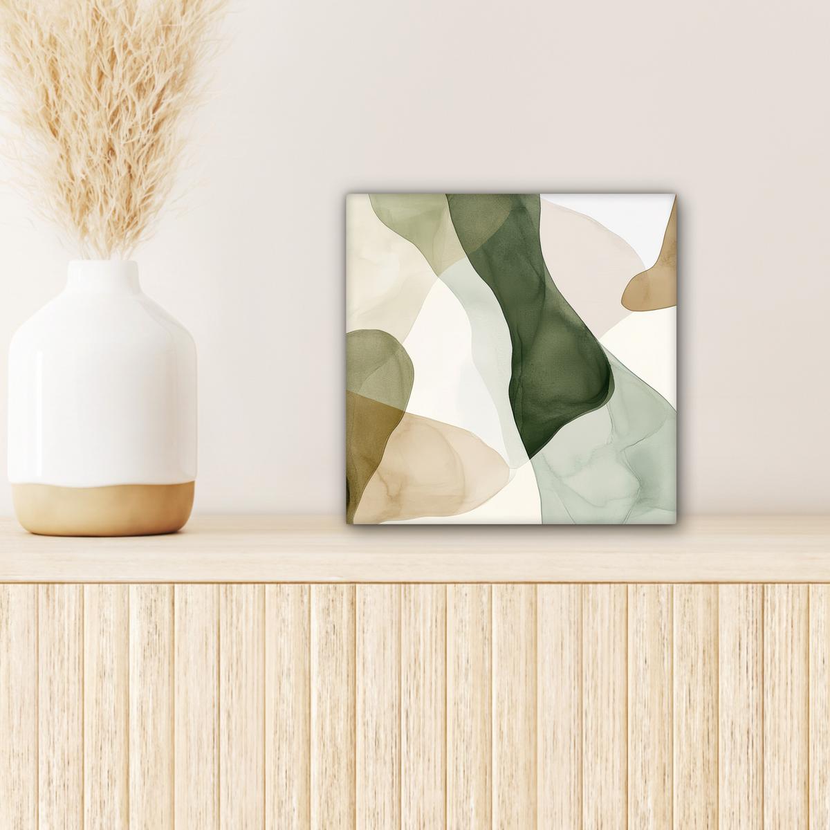 LEINWANDBILD Japandi - Abstrakt - Grün Deko Wohnzimmer 20x20 cm - Salbeigrün, Textil (20/20cm) - MuchoWow