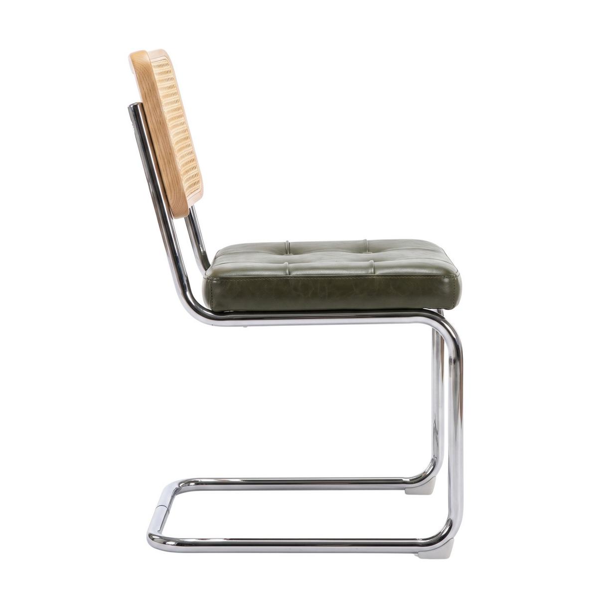 ESSZIMMERSTÜHLE 4er Set Freischwinger Rattan Kunstleder - Grün, Leder (53/84.6/46.4cm) - Urban Meuble