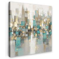 LEINWANDBILD Abstrakt - Blöcke - Gold - Skyline Deko Wohnzimmer 20x20 cm - Beige, Textil (20/20cm) - MuchoWow