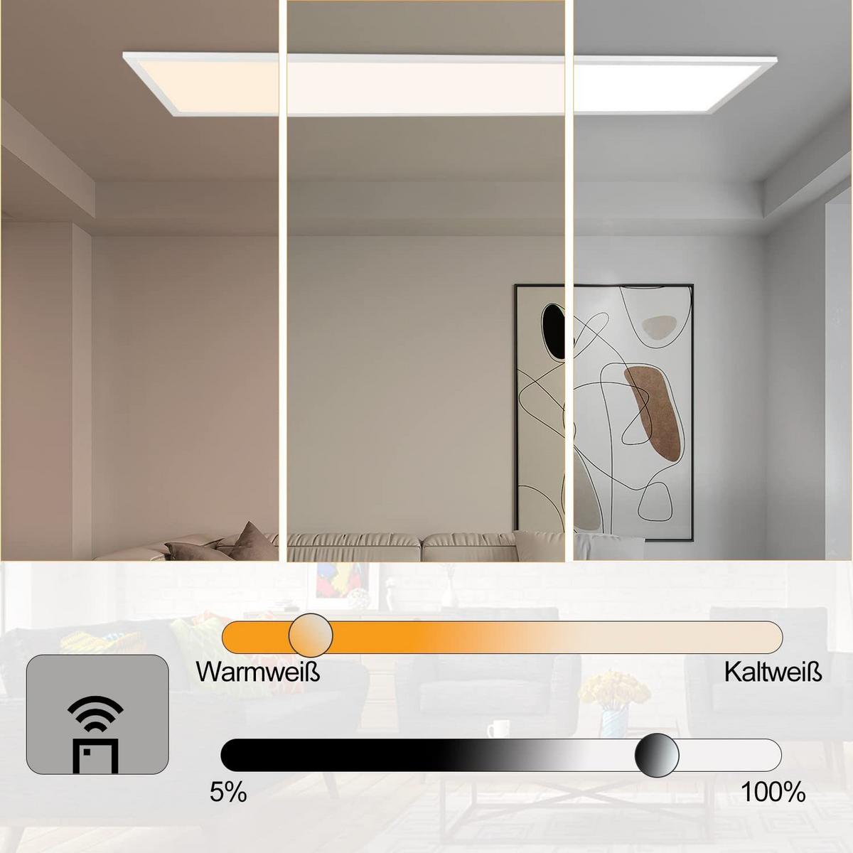 LED-DECKENLEUCHTE Tannfluch 30.0/5.5/120.0 cm - Weiß, Metall (120/30/5.5cm) - ZMH