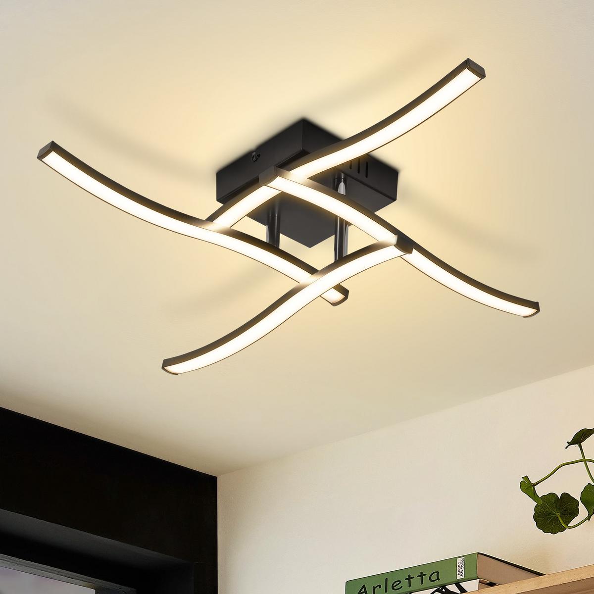 LED DECKENLEUCHTE Solon 50.5/50.5/9.5 cm - Schwarz, Kunststoff (50.5/50.5/9.5cm) - ZMH